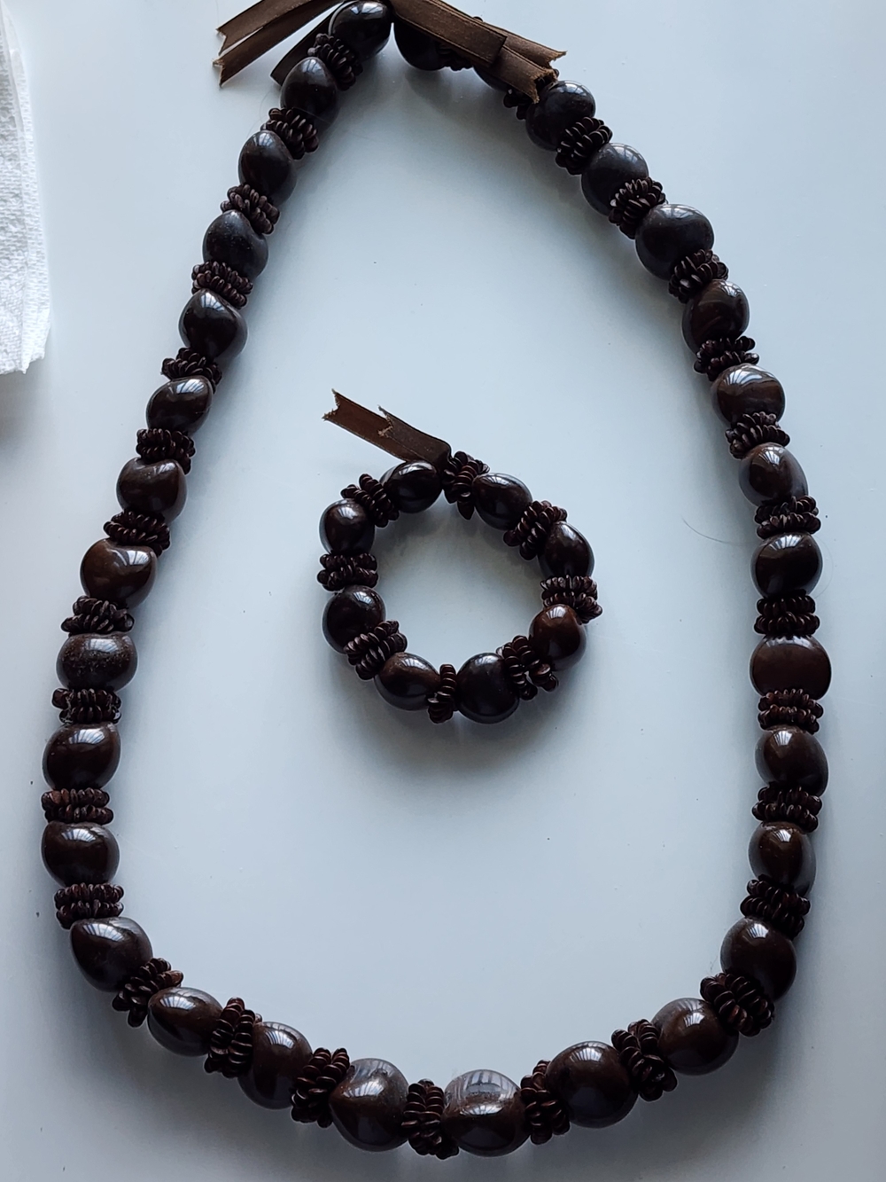 Vintage Kukui Nut and Seeds  Lei necklace and bracelet set.  19”Long - Picture 5 of 5